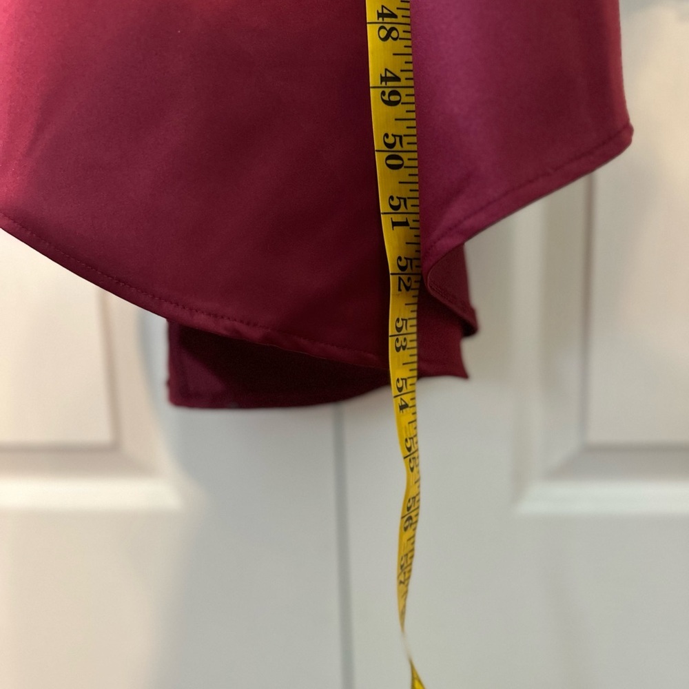 Spliced Burgundy Lace Satin High-Low Dress Long Sleeve Size Medium - Picture 4 of 13